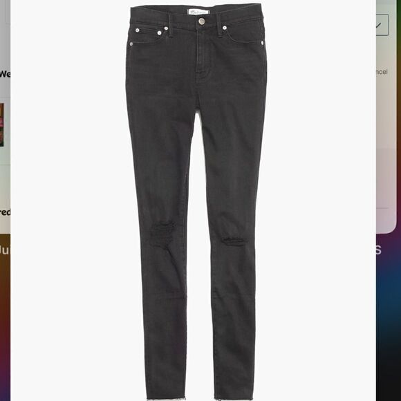 Madewell 9” Mid-Rise Skinny Jeans in Distressed Black Sea - Picture 10 of 13